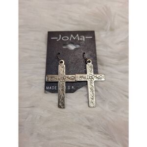 (3 for $15) Joma  Silvertone Cross Earrings- NEW